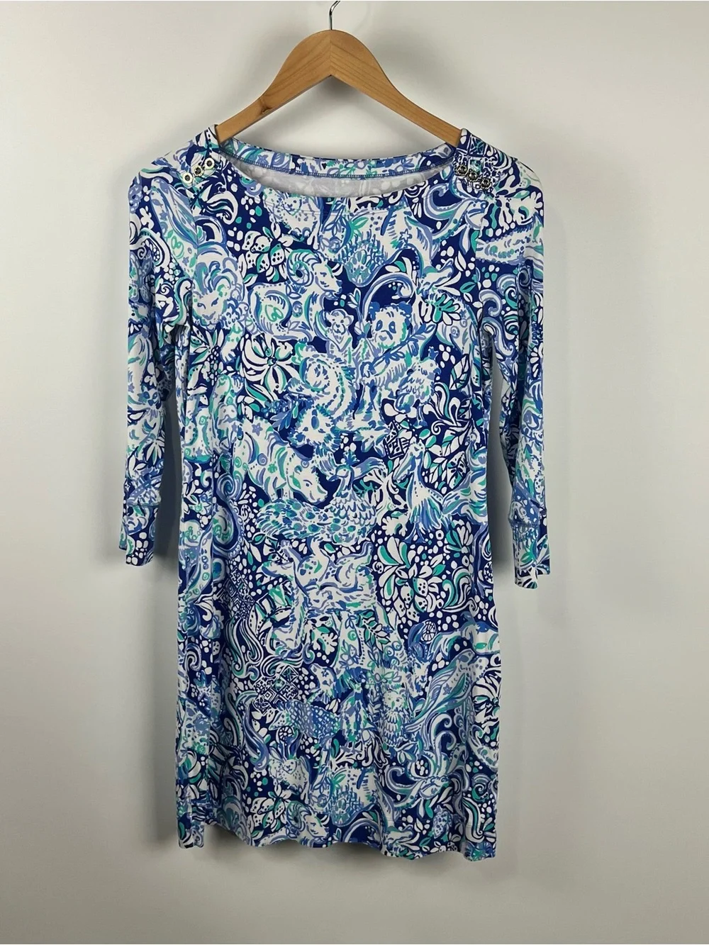 Lilly Pulitzer Sophie Mini Dress 60 Animals Royal Purple UPF 50 Size XS